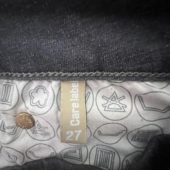 Care Label Cigar Bell Crop Black Jeans Barney’s New York Size 27 Raw Hem - Picture 6 of 9